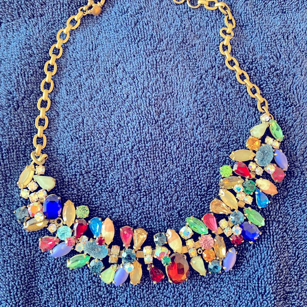 J Crew color block crystal statement necklace